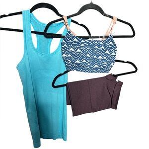 Sz 2/ SMALL Bundle MSRP $135 (Lulu Swifly/ rabbit bra/ Lulu Biker shorts)